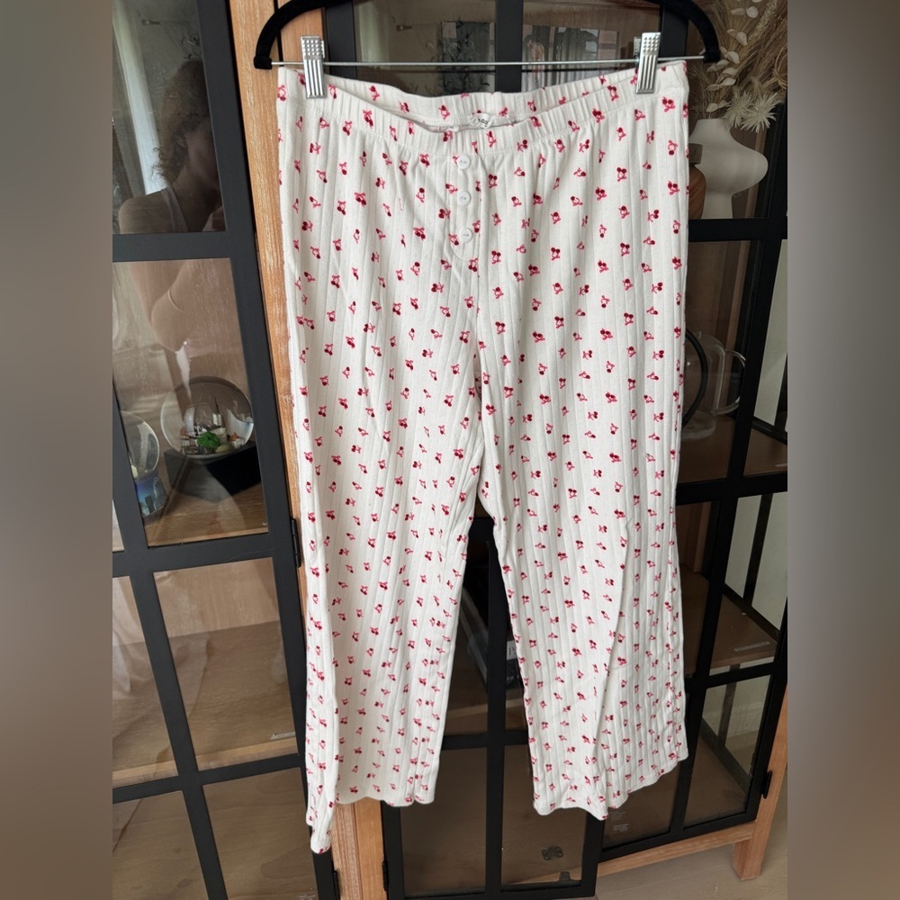 Cherry bows pajamas pants pointelle knit free people good days coquette